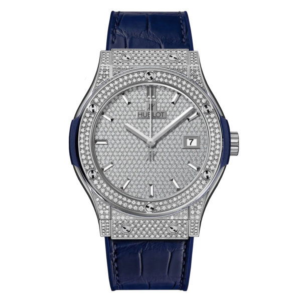 Hublot Classic Fusion 42mm 565.NX.9010.LR Full Pave Blue